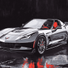 Grey Corvette Stingray Car Diamond Painting