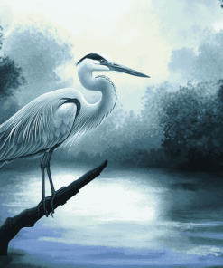 Grey Heron Bird Diamond Painting