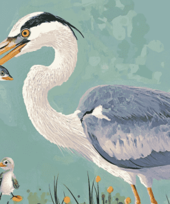 Grey Heron Birds Diamond Painting