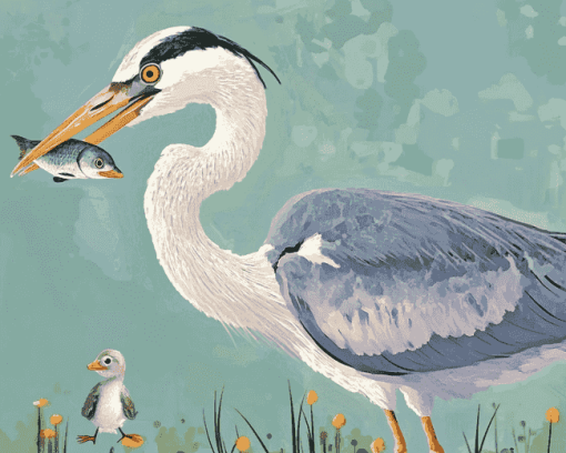 Grey Heron Birds Diamond Painting