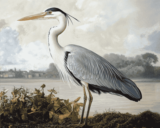 Grey Heron Birds Diamond Painting