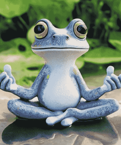 Grey Yoga Meditation Frog Diamond Painting