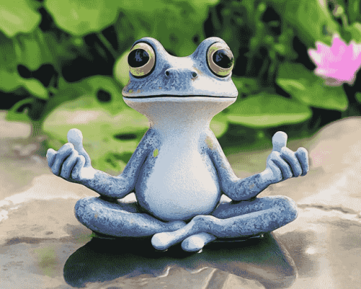 Grey Yoga Meditation Frog Diamond Painting