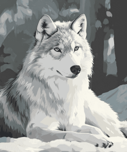 Grey and White Wolf Diamond Painting