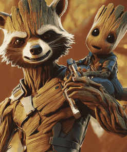 Groot and Rocket Fortnite Art Diamond Painting