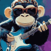 Guitarist Monkey Cartoon Diamond Painting