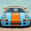 Gulf Porsche Racing Car Diamond Painting