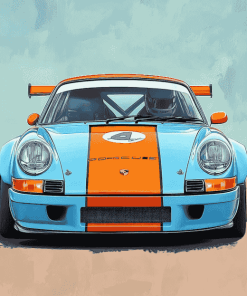 Gulf Porsche Racing Car Diamond Painting