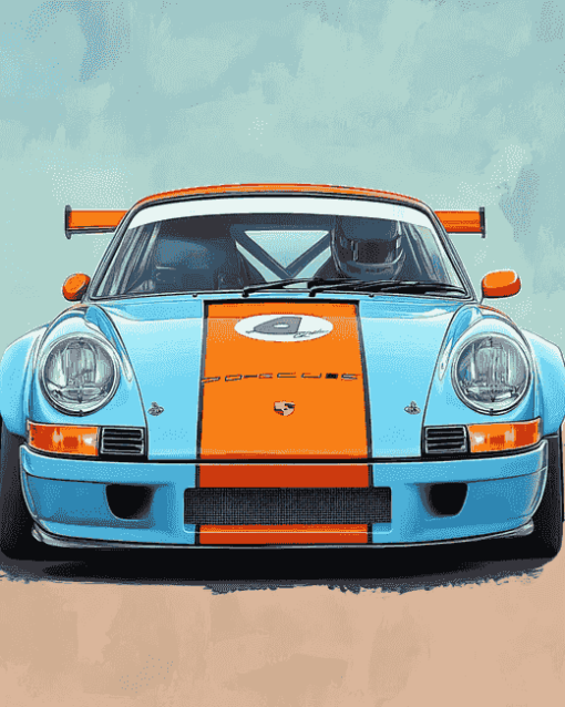 Gulf Porsche Racing Car Diamond Painting