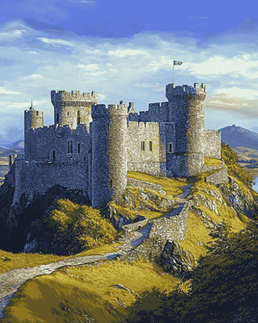 Harlech Castle in Wales Diamond Painting