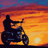 Harley Silhouette in Sunset Diamond Painting