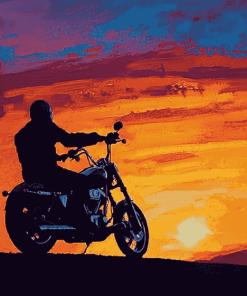 Harley Silhouette in Sunset Diamond Painting