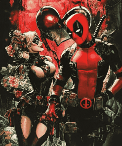 Harley and Deadpool Cartoon Diamond Painting