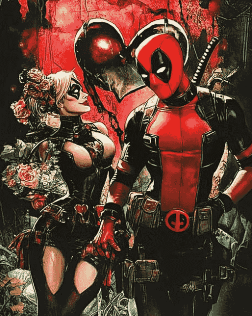 Harley and Deadpool Cartoon Diamond Painting