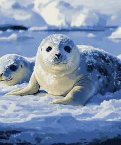 Harp Seal Winter Wonderland Diamond Painting