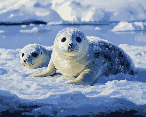 Harp Seal Winter Wonderland Diamond Painting