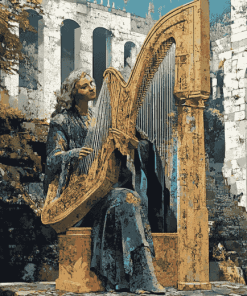 Harpist Architecture Diamond Painting