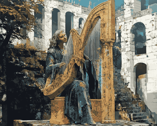 Harpist Architecture Diamond Painting