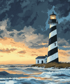 Hatteras Lighthouse Seascape Diamond Painting