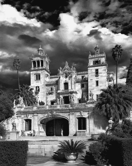 Hearst Castle Monochrome Diamond Painting