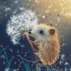 Hedgehog with Dandelions Cartoon Diamond Painting