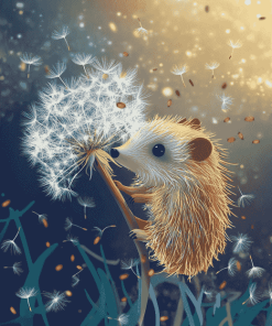 Hedgehog with Dandelions Cartoon Diamond Painting