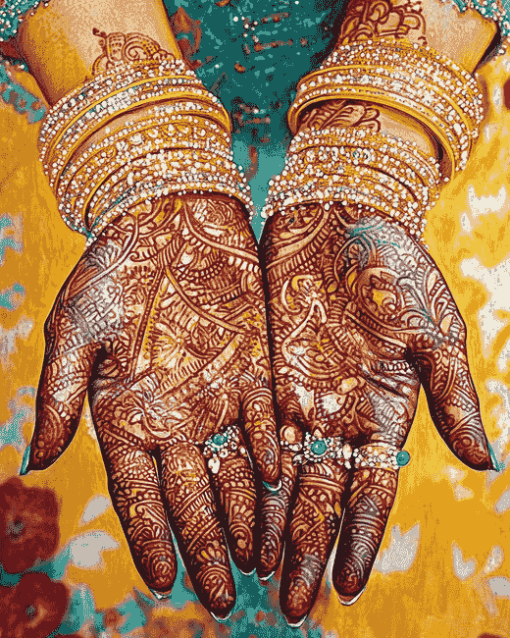 Henna-Inspired Wedding Hand Jewelry Diamond Painting