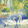 Henri Edmond Cross Swan Family Diamond Painting