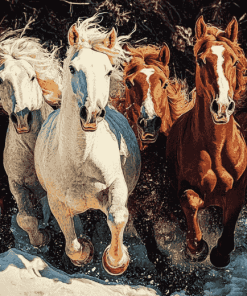 Herd of Horses Galloping Diamond Painting