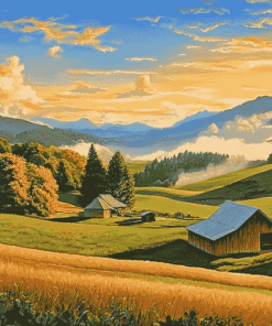 Hillside Farm Landscapes Diamond Painting