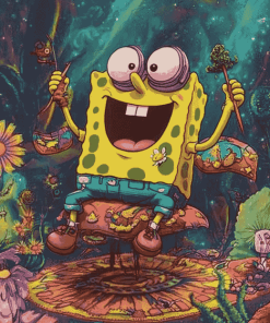 Hippie SpongeBob Cartoons Diamond Painting