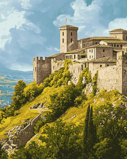 Historic Rocca Maggiore Italy Diamond Painting