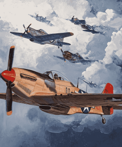 Historic Tuskegee Airmen Military Plane Diamond Painting