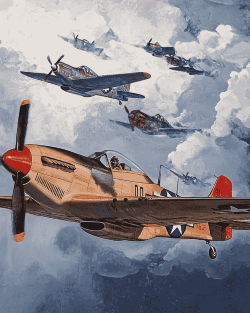 Historic Tuskegee Airmen Military Plane Diamond Painting