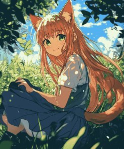 Holo Anime Wolf Girl Diamond Painting