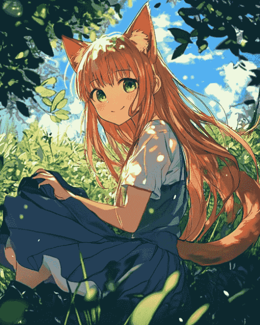 Holo Anime Wolf Girl Diamond Painting