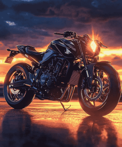 Honda Motorcycle Sunset Diamond Painting