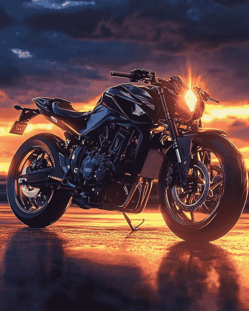 Honda Motorcycle Sunset Diamond Painting