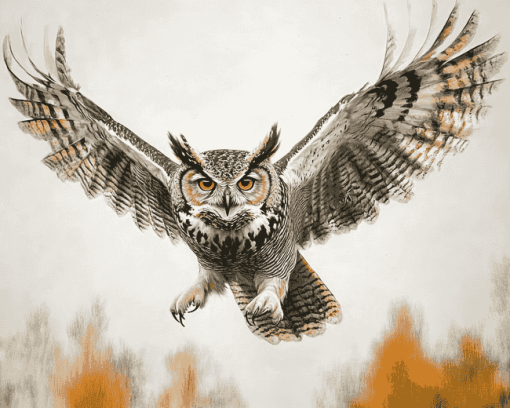 Horned Owl Birds Diamond Painting