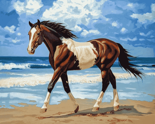 Horse Galloping Beach Diamond Painting