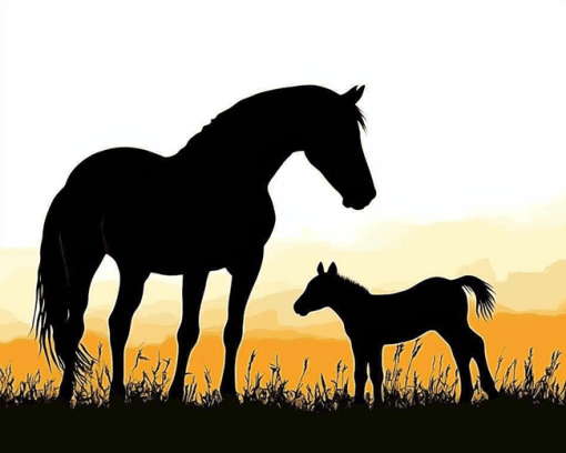 Horse Sunset Silhouette Diamond Painting