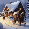 Horse and Wagon Winter Scene Diamond Painting