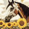 Horse with Sunflowers Diamond Painting