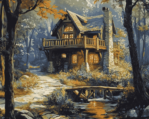 House in Forest Diamond Painting