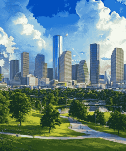 Houston Skyline in Texas Diamond Painting