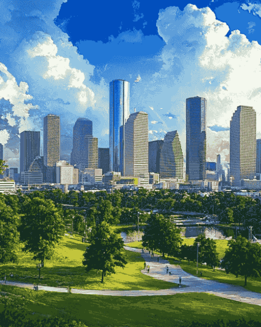 Houston Skyline in Texas Diamond Painting