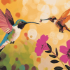 Hummingbird and Bee Nature Diamond Painting