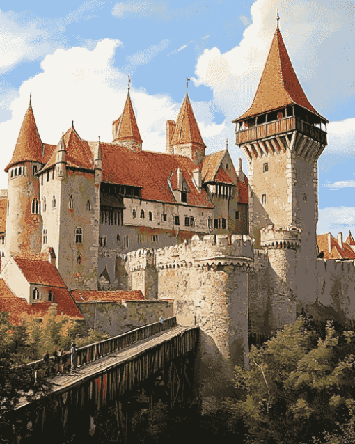 Hunedoara Castle Architecture Diamond Painting