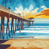 Huntington Beach Seascape Diamond Painting