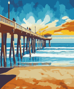 Huntington Beach Seascape Diamond Painting